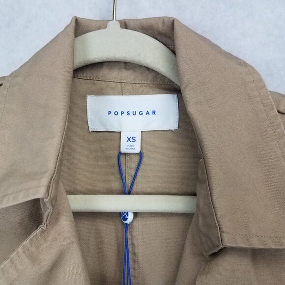 NEW Popsugar Women's XS Trench Coat in Beige / Tan 100% Cotton NWT $80 - Picture 6 of 11